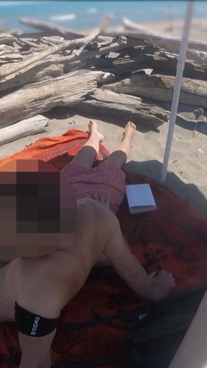 Exhibitionist Teacher Outdoor Amateur Milf Handjob Big Cock on Nudity Beach public in front of voyeur with cum P1 - MissCreamy | Clip 1