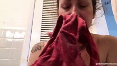 Clean Up My Red Silky Creampie Panty