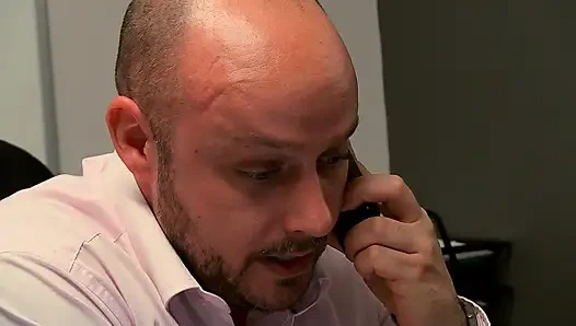 Hot brunette babe with big boobs gets fucked in the office