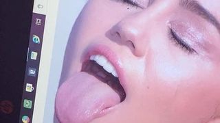 Johnny boy Cum on Miley Cyrus tongue