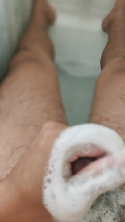 Cleaning Up in the Tub Bathing Solo and Rinsing Off