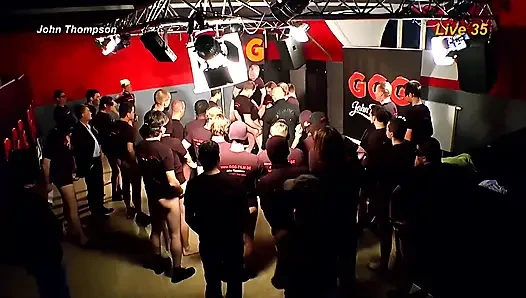 Redhead Slut Gets Massive Bukkake Facial From 20 Guys
