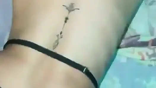 Fucking the Blonde's Pussy with Her Panties on.