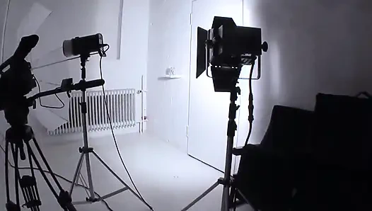 Hot and chubby big ass brunette in sexy black stockings fingers her pussy and plays with a dildo