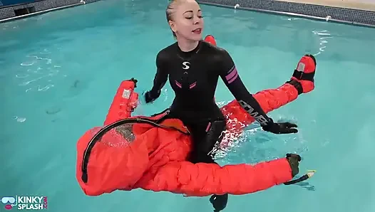 Human Life Raft - Inflated Suit Slave Pool Domination