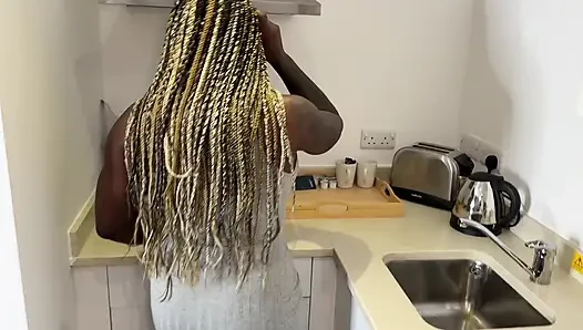 POV Ebony Slut Fucked in Kitchen - Black on Black Heat