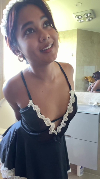 Small Desi girl Mia Z gives jerk off instructions while masturbating