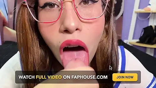 POV Blowjob with a Horny Otaku Teen