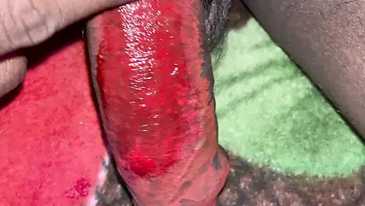 Indian Desi Boy Big Brown Cock with Red colour