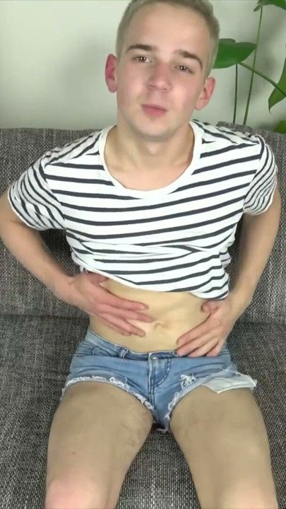 Cute Blond Czech Twink Shows Big Balls and Jerks Cock | Clip 1