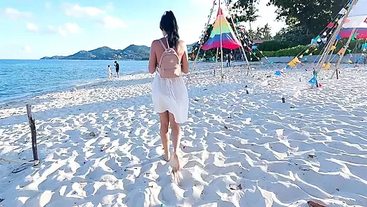 Squirting sur une plage publique et creampie anal dégoulinant! journée avec ma demi-sœur et mon frère