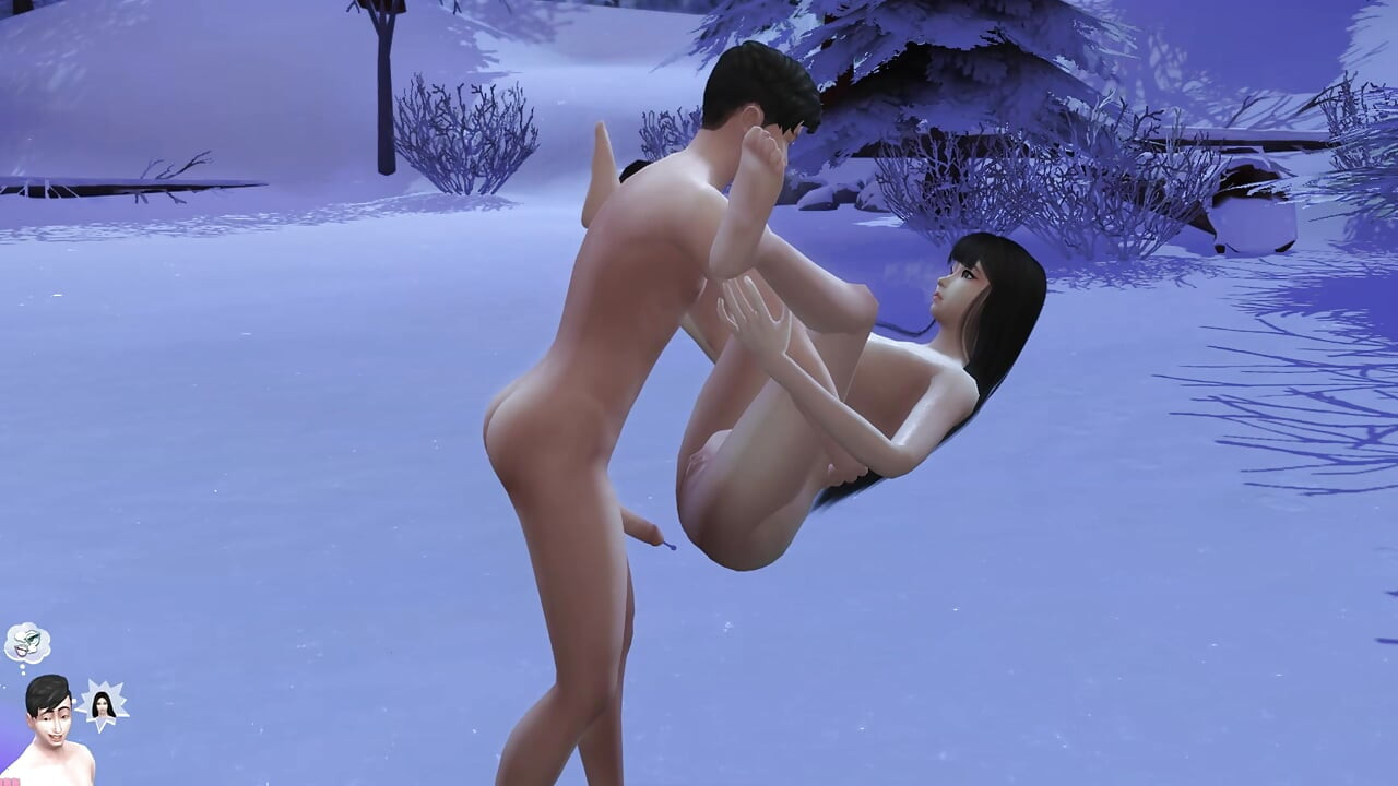 Public Sex on winter season snowing