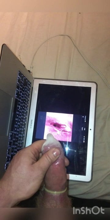 Cumming in condom over a fan