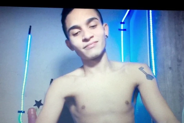 Skinny young Latino shows his huge long hard cock
