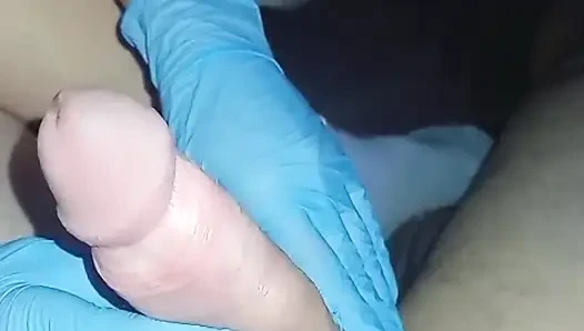 Gentle massage with sterile gloves, it is done as he likes