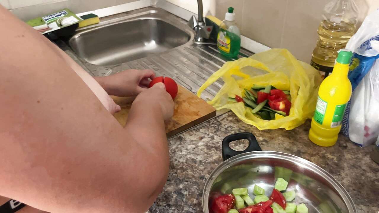 Zara Charm Striptease In Lingerie Making Lunch And Flashing Breasts