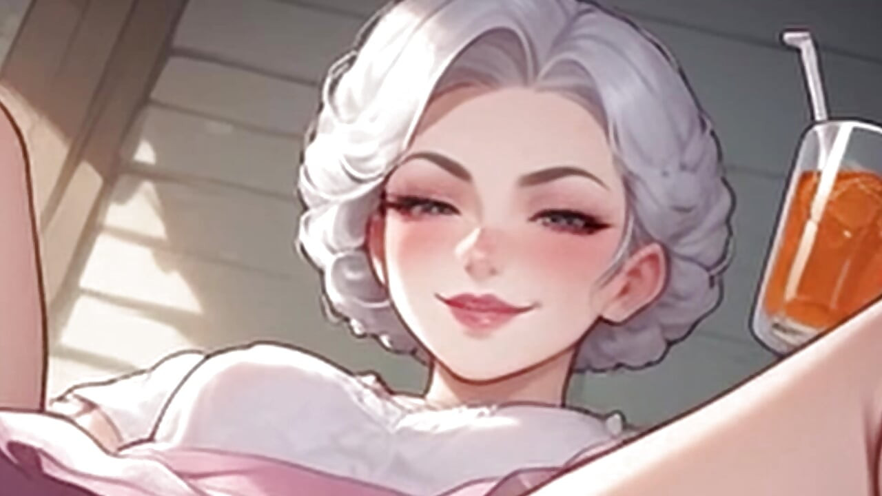 Waifu - madura maestra en primer plano - banco de vestido de girasol provocando y follando (vista previa de 1 m)