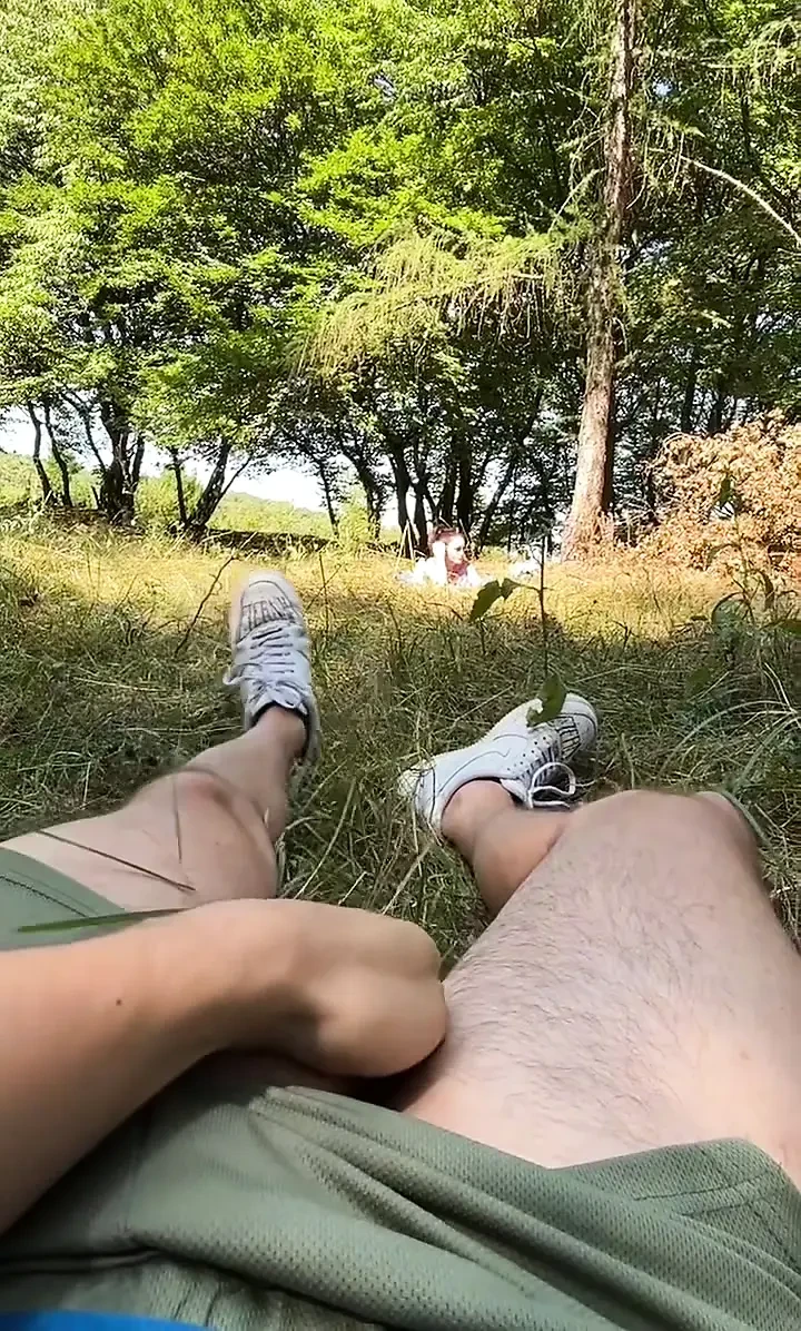 Cumshot flash for a girl tanning at the sun