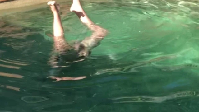 Boy swimming NUDE and having fun