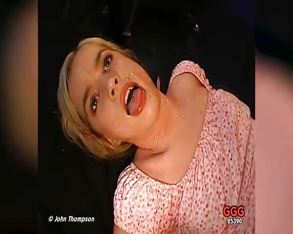 Blonde Bukkake Slut Takes Every Cock and Massive Facial Loads