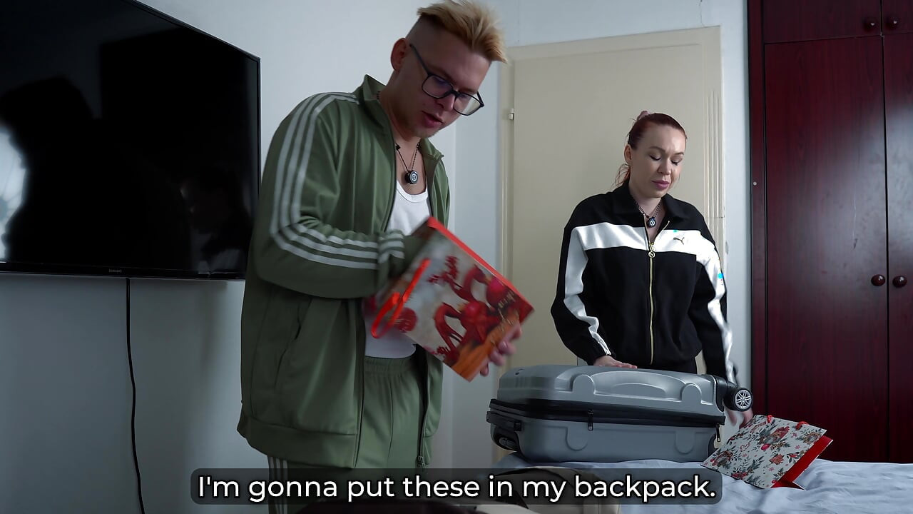 Step Mom Tests Step Son's Secret Gift on Shared Hotel Bed New Year's Eve