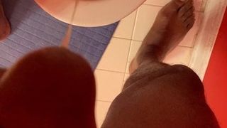 Thick Black Dick cumming hard in the restroom