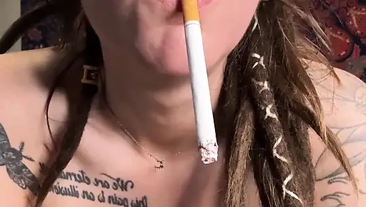 Smoking MILF Masturbating Wearing Black Panties