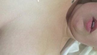 Stroking and Cum Shot over Big Tits