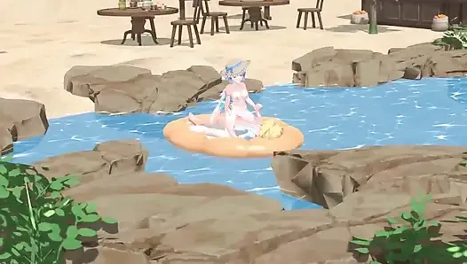 Genshin Impact - Ayaka, Barbara and Nilou’s Secret Beach Sex with Aether - Seductive Moans - 3D NSFW Animation
