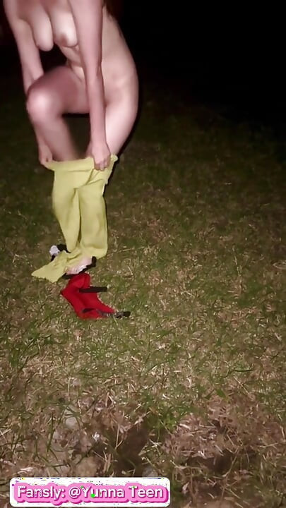 secretly watching me expose my naked body while changing behind a tree