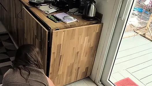 Horny Beautiful Cute Teenage Masturbation Shot from Above with Dildo and Blowjob