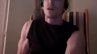 Muscular Guy's Eyes Roll Back When He Cums
