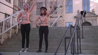 Topless FEMEN protest in Sweden