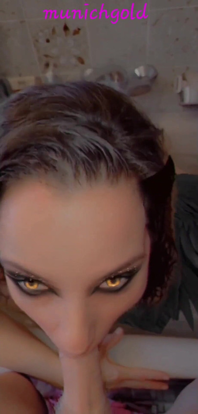 Stunning moment from "devilish blowjob with angel wings..Snapchat fun in the bathtub"