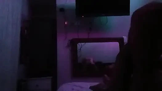 POV accomplished through wall mirror's reflection of Mexican couple having hot sweaty sex  Urfreaknastycouple
