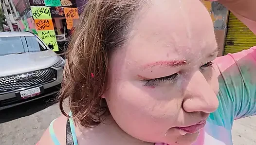 Doing cumwalks with lots of thick cum on my face, through the city with lots of people watching me, is what I always want