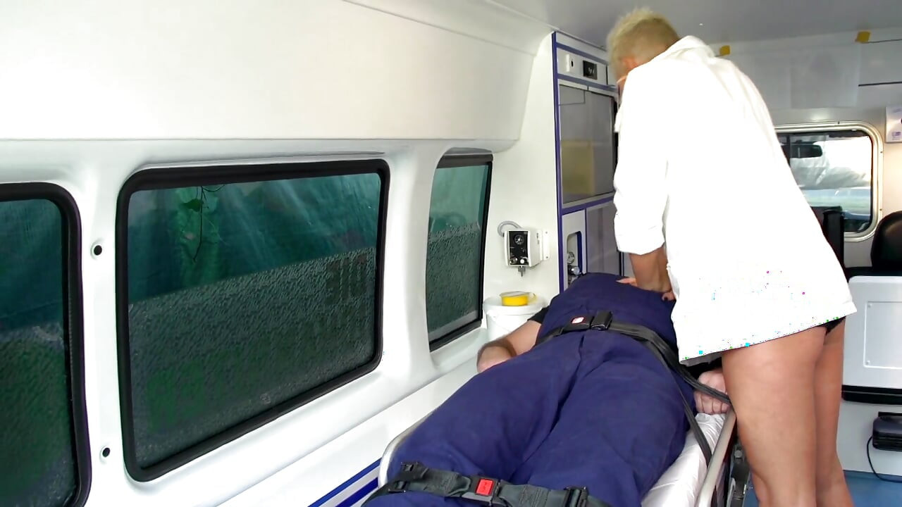 Sexy natural nurse gets fucked in the hospital car