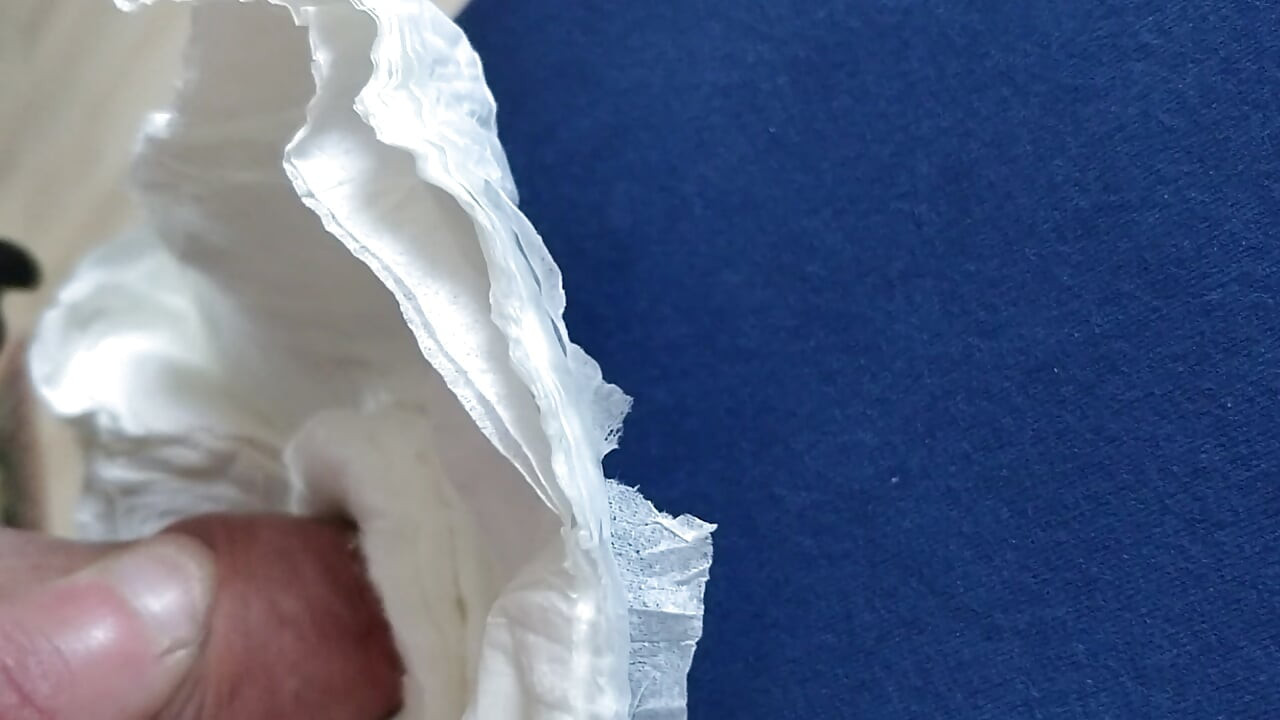 The result after 8 days: First, my pad has to soak up one load after another of my pre-cum, and then my intense orgasm.