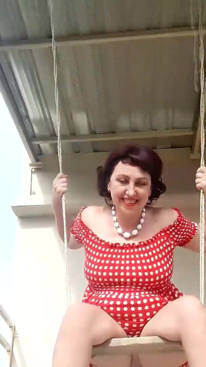 Beutiful lady swinging without panties on a swing outdoors. Slow motion 127 2 | Clip 1