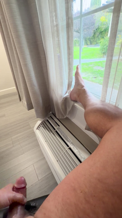 Exposing totally naked through my hotel window.  Anyone walking by would see me easily.