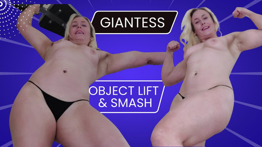 Giantess - подтяжка предметов и сокрушение - мускулистая милфа