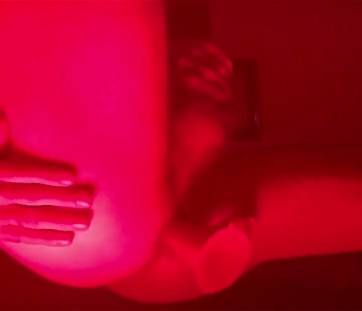 Horny Red Light Session with Cum and Dildo Ball Slamming