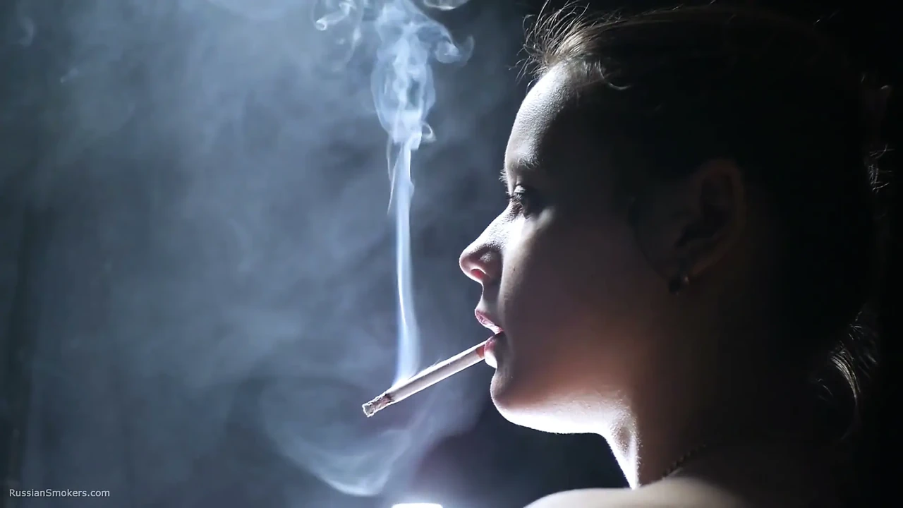 A Little Bit Naked Smoking Girl