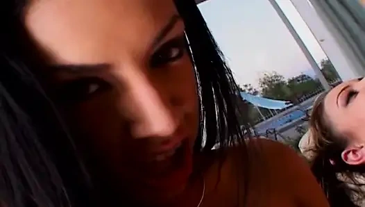 Perfect babes enjoying hardcore anal threesome