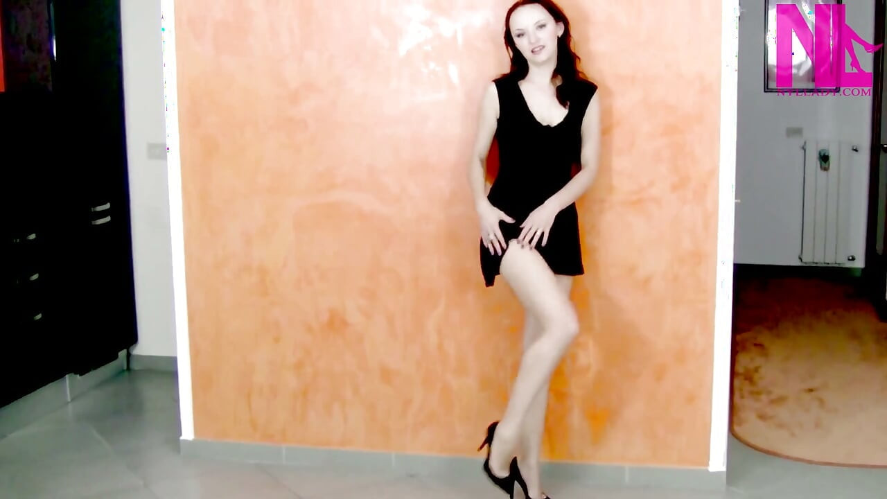 Modeling and Stretching My Bare Legs in Black Patent High Heels
