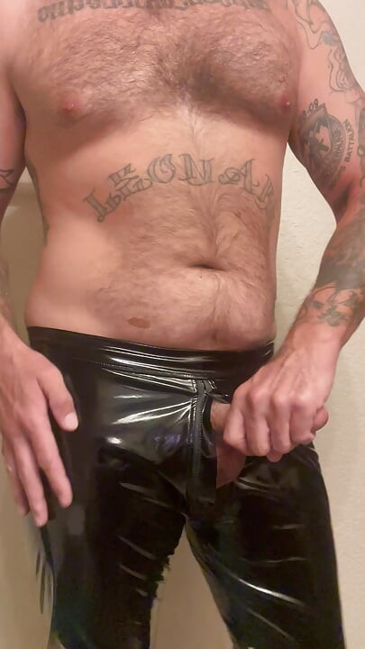 Horny in pvc pants