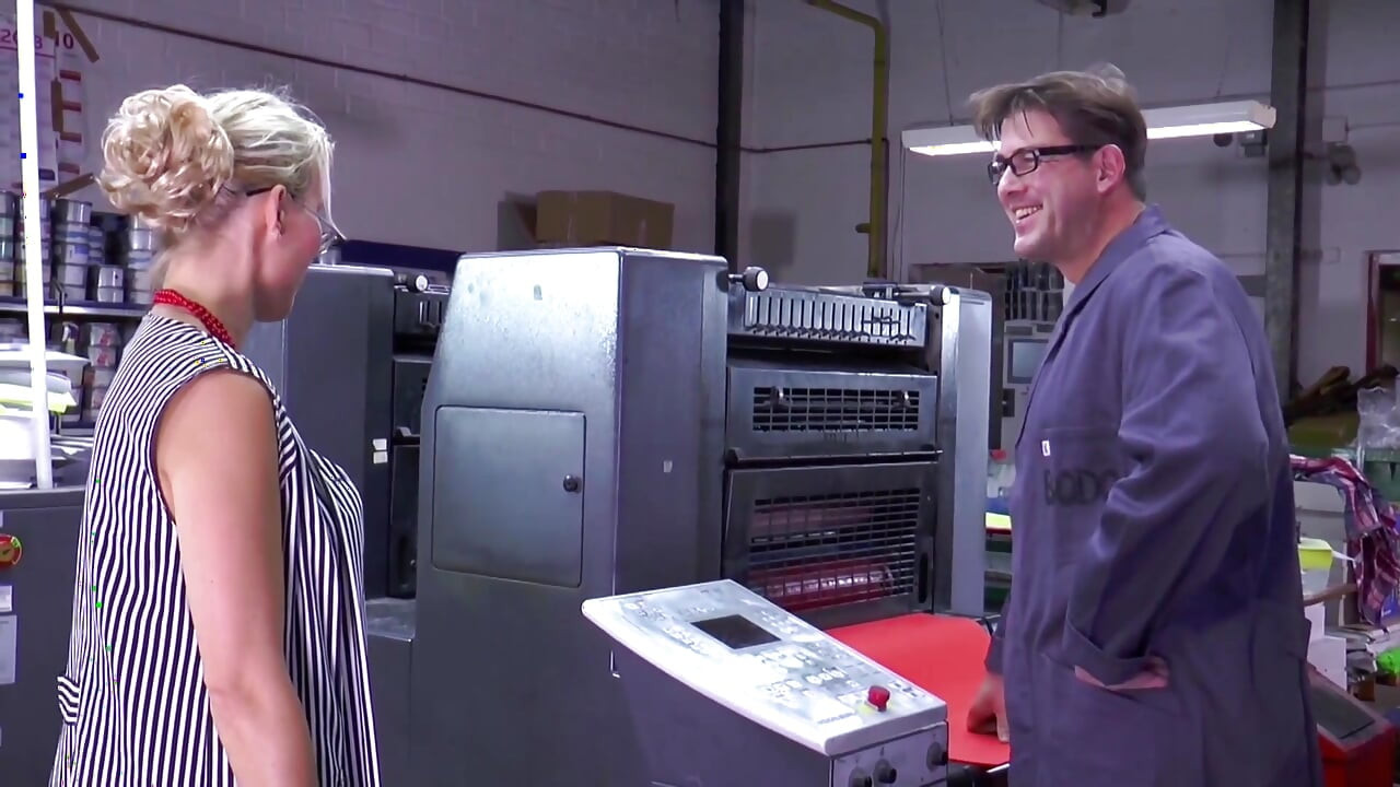 Lovely blonde in fishnets gets a deepthroat from her fucker