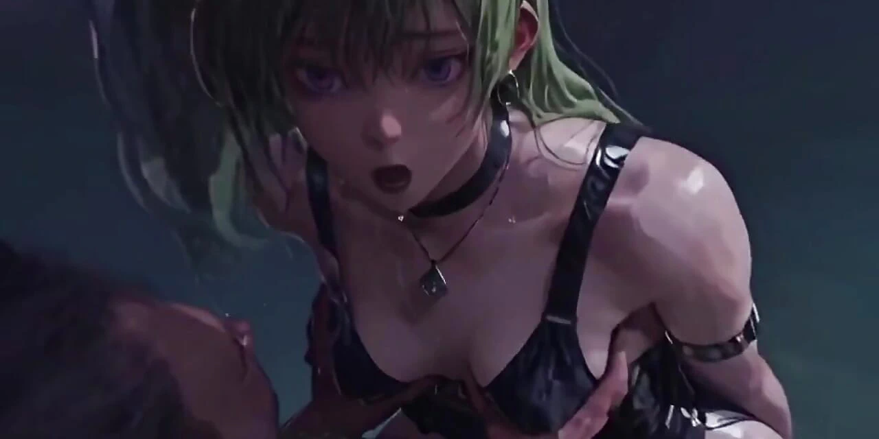 Emerald Twin-tails, Black Choker-she Owns the Night and Goes All the Way.