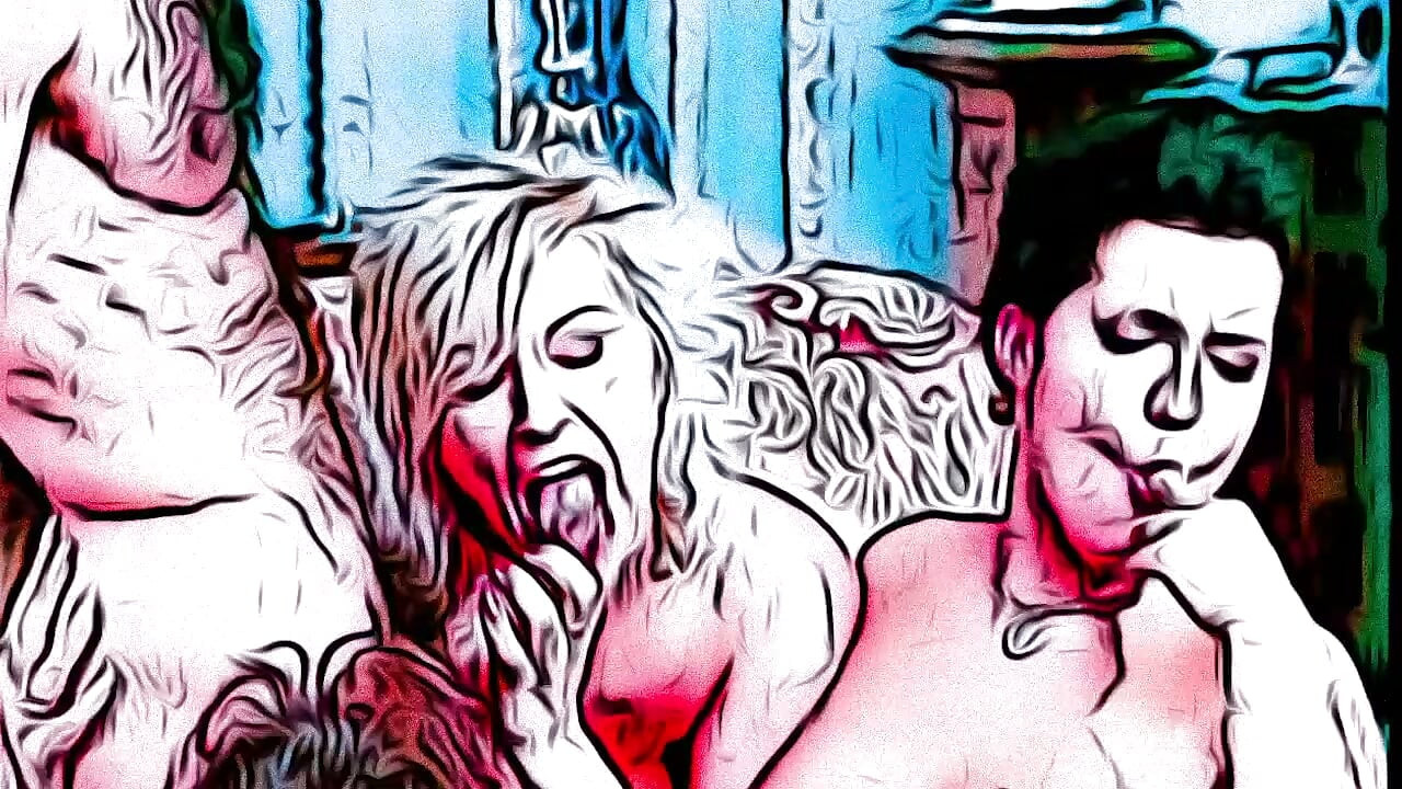 Porn-Art n.3 - Pop Art Orgy at home (AI-generated)