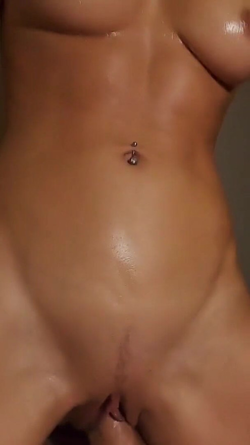 Oiled up girlfriend rides big dick | Clip 1